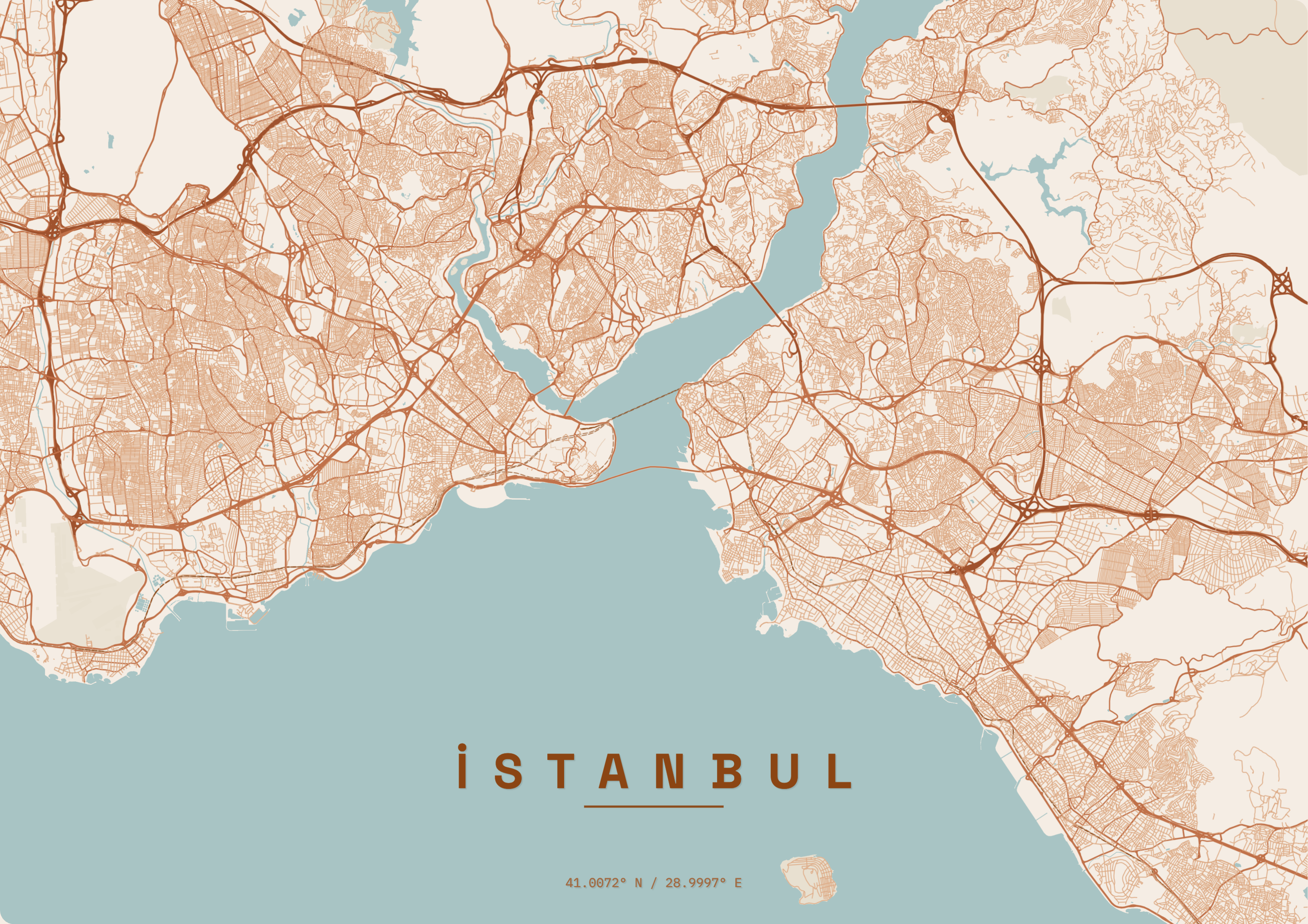 A4 portrait city map poster — main image